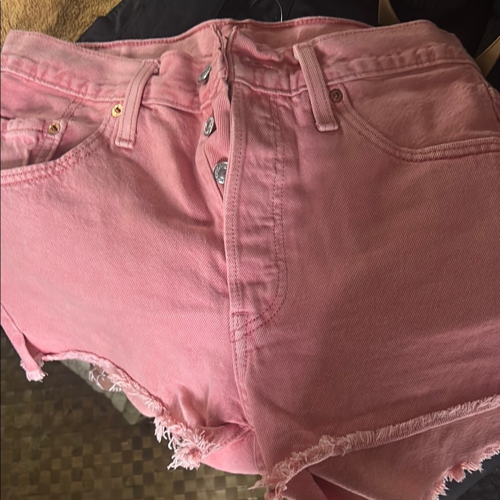 Levi's Pink Distressed Jean Shorts